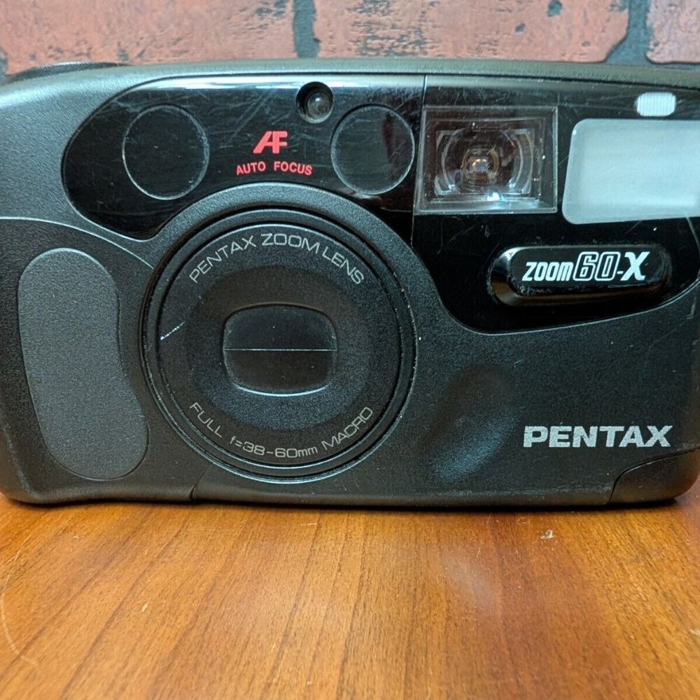 PENTAX Zoom 60-X 35mm 90s Y2K Point & Shoot Film Camera Black TESTED Works